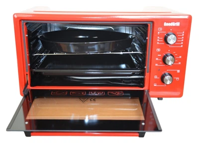 Электрическая печь 50 л выпечка пицца GoodGrill GR-5001R 3 режима 1300 Вт термостат 300 термоизоляция Эмаль электродуховка настольная мини печка красный Турция