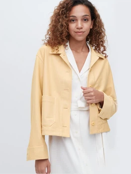 Куртка демисезонная короткая женская Uniqlo 168183348 2XL Желтая (1159788230)