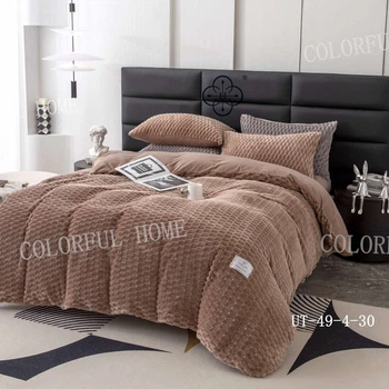 Постільна вілюрова білизна Colorful Home Однотонна тепла 200х220см Коричневий