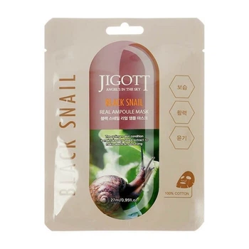 Маска тканевая для лица Jigott Black Snail Real Ampoule Mask с экстрактом муцина улитки