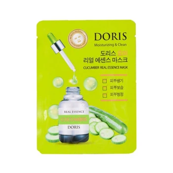 Тканинна маска для обличчя doris cucumber real essence mask з екстрактом огірка