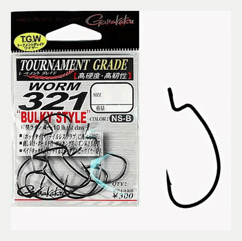 Крючок Gamakatsu Worm 321 Bulky Style №5/0(4)*,55641350