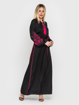 Платье с вышивкой Narodnyy Butik черный шелк/фуксия вышивка 1547.1 42