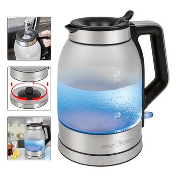 Электрочайник Profi Cook PC-WKS 1215 G 2200 Вт 1.7 л защита от перегрева Серо-черный