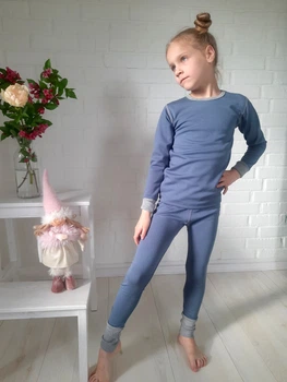 Термобілизна дитяча BabyKo Merino. Двошарова тканина меринос+бавовна. Синій. Розмір 110