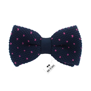 Метелик Bow Tie House в'язаний темно-синій у рожеву гачку 09606