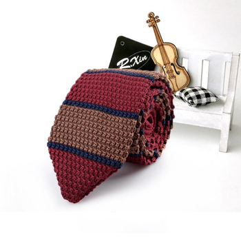 Краватка Bow Tie House Basic в'язана в смужку - теплі тона 08432