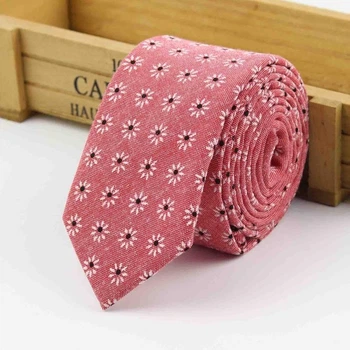 Краватка Bow Tie House Basic вузька пастельно червона в квіточку бавовняна 09454