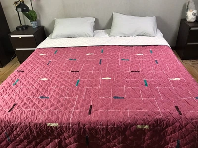 Покрывало с геометрией Страйк 140х220 см CottonTwill Бордовый 000240981