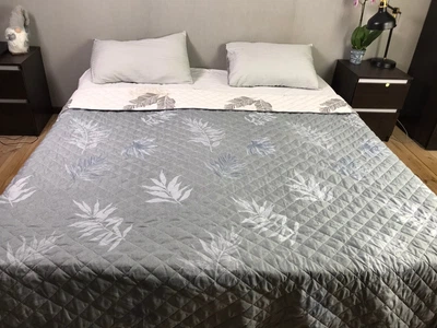 Покрывало с листьями Степь 180х220 см CottonTwill Светло-серый (2000002408031)