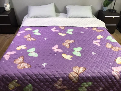 Покрывало с бабочками Полет 140х220 см CottonTwill Сиреневый 000240975