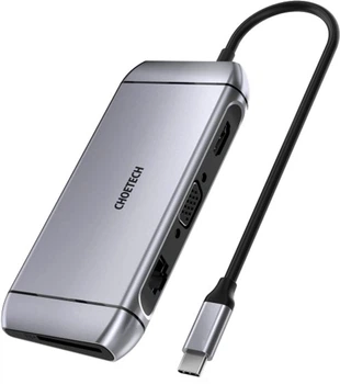 Док станція Choetech USB-C 9-в-1 (HUB-M15-GY)