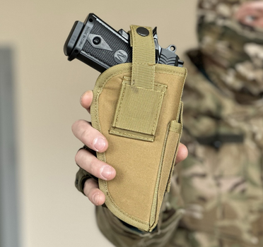 Универсальная кобура для пистолета Tactic кобура на пояс с карманом под магазин Койот (2023-holster-coyote)
