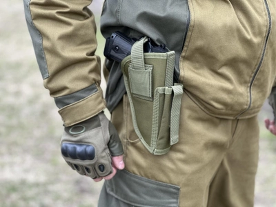 Універсальна кобура для пістолета Tactic кобура на пояс з кишенею під магазин Оліва (2023-holster-olive)