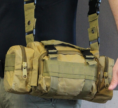 Тактична сумка підсумок на пояс Tactic нагрудна сумка через плече 5 л Койот (104-coyote)