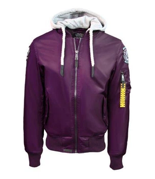 Бомбер Top Gun MA-1 Nylon Bomber jacket with hoodie XL Purple TGJ1735PXL