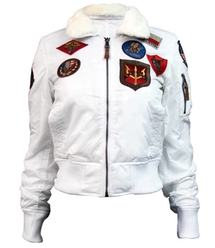 Бомбер Miss Top Gun B-15 flight jacket with patches S White TGJ1676WS