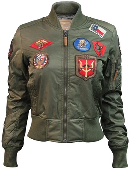 Бомбер Miss Top Gun MA-1 jacket with patches XS Olive TGJ1573P-SOXS