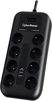 Listwa przeciwprzepięciowa CyberPower P0820SUF0-FR 1.8 m 8 gniazd Czarny