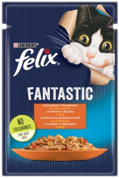 Вологий корм для дорослих котів Purina Felix fantastic курка, помідори 85 г (7613039786536)