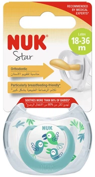 Пустышка ортодонтическая Nuk Star Птички латексная Размер 3 18-36 месяцев (4008600402183)