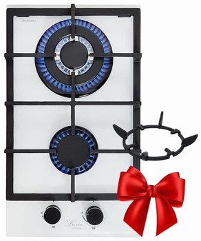 Варочная поверхность газовая Luxor PGM WH 320 Black Ultra White + подставка Wok в подарок белый