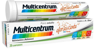 Witaminy i minerały dla energii Multicentrum Effervescent Orange Flavour 20 tabletek (8470001572943)