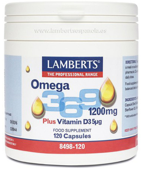 Вітаміни Lamberts Omega 3,6,9 1200 мг Mas Vitamina D3 120 капсул (5055148409135)