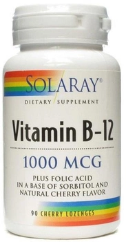 Witaminy Solaray Witamina B12 Kwas Foliowy 1000 Mg 90 tabletek (76280439625)