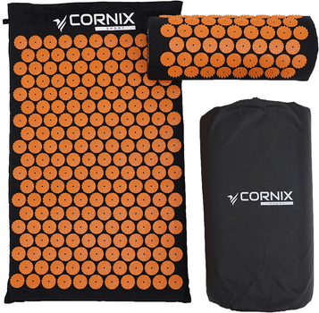 Килимок акупунктурний з валиком Cornix Classic Mat Аплікатор Кузнєцова XR-0111 Black/Orange