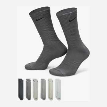 Набор носков Nike U Nk Ed Pls Csh Crw 132 SX6897-991 коттон 34-38 6 пар Серый/Мультиколор (196606922362)