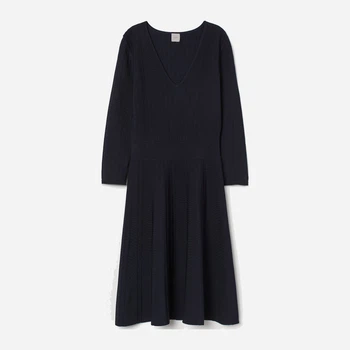 Платье миди осеннее женское H&M 0827482 XS Темно-синее (7000000000454)