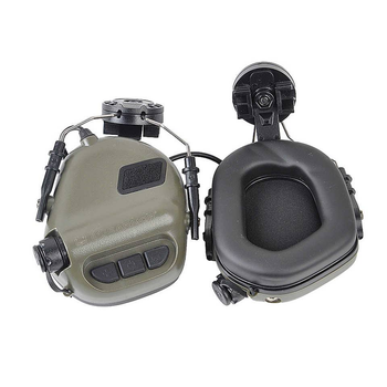 Активні навушники Earmor М31Н із кріпленням та гарнітурою під шолом Оливковий (Kali)