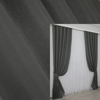 Комплект готовых штор VR-Textil Лен Лен Лен Мешковина № 1234ш Серый 100х270 см 2 шт (31-496)