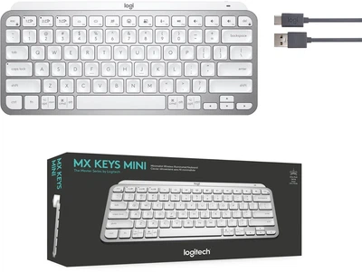 Клавиатура Logitech MX Keys Mini Illuminated TKL Wireless Bluetooth Scissor Keyboard Pale Gray us/ansi (920-010473)