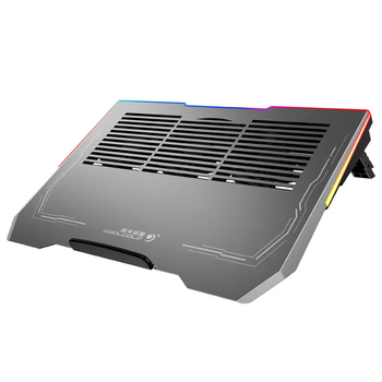 Металева охолоджуюча підставка для ноутбука VHG K42 з RGB-підсвічуванням Laptop Cooling Pad, Dark Grey