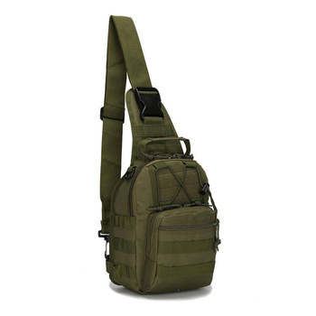 Сумка-рюкзак тактическая армейская через плечо 6л 28х20х14 см Зеленая