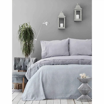 Покрывало жаккардовое с наволочками Karaca Home 230x250 Gri Серый
