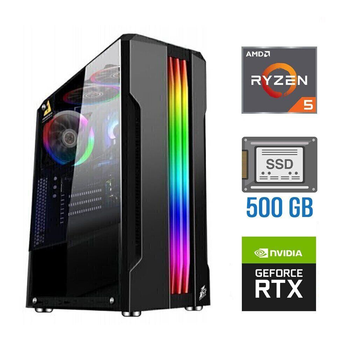 Игровой ПК Tower / AMD Ryzen 5 4500 (6 (12) ядер по 3.6-4.1 GHz) / 16 GB DDR4 / 500 GB SSD / nVidia GeForce RTX 4060, 8GB GDDR6, 128-bit