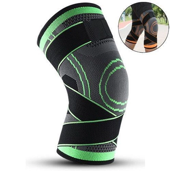 Спортивный бандаж коленного сустава, фиксатор на колено Knee Bands (Черный с Зеленым)
