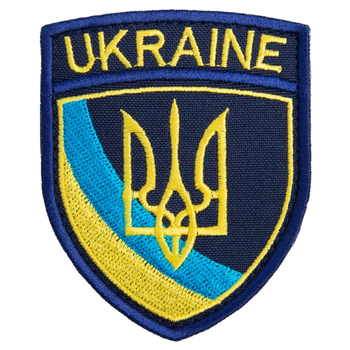 Шеврон нашивка на липучке Трезубец UKRAINE 6,5х8 см