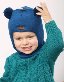 Зимняя шапка шлем Beezy для мальчика 1402-10/1-23 Мишка р. 2 (50-53 см)