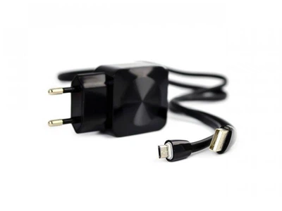 Мережевий зарядний пристрій Aspor F13C Carbon Series 2.1A/2USB + USB кабель Micro- чорний