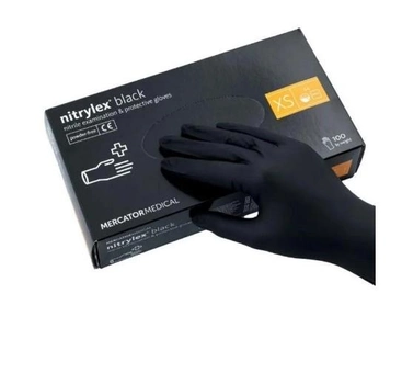 Перчатки Черные нитриловые Nitrilex Mercator Medical XS 100шт (AK0023)
