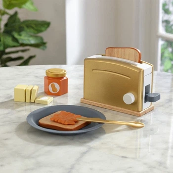 Дитячий іграшковий тостер KidKraft Modern Metallics 53536 дерев'яний ігровий дитячий тостер іграшкова посудка дитяча посудка іграшковий посуд для дитячої кухні