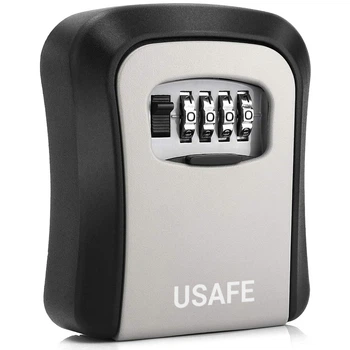 Внешний мини сейф с пластиковым корпусом USafe KS03p для ключей с кодовым замком, Серый