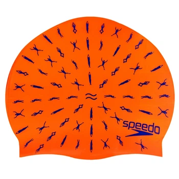 Шапочка для плавания детская силиконовая Speedo Slogan Print Action 808386 Orange-Blue