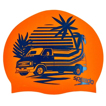 Шапочка для плавания силиконовая Speedo Slogan Print Action 808385 Orange-Blue