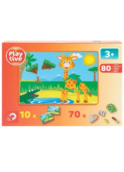 Магнитная головоломка Животные 80 деталей комбинированный Playtive