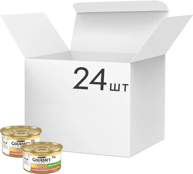 Упаковка влажного корма для кошек Purina Gourmet Gold Кусочки в паштете с уткой, морковью и шпинатом 24 шт по 85 г